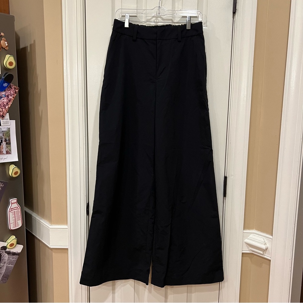 Alo Yoga High Waist Street Smart Trouser Pants Womens Medium Wide Leg Black - Picture 5 of 11